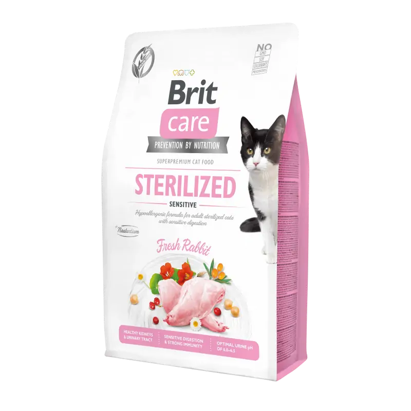 Brit Care Sterilised Sensitive pour Chat Stérilisé Sans Céréales 2 KG