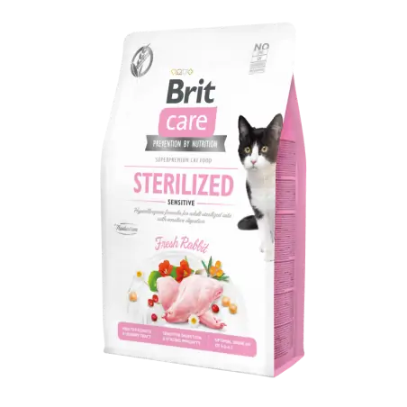 Brit Care Sterilised Sensitive pour Chat Stérilisé Sans Céréales 2 KG