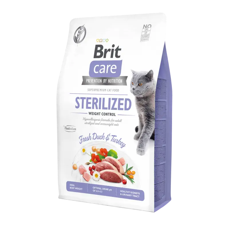 Brit Care Sans Céréales Contrôle du Poids Pour Chat Stérilisé 2 KG