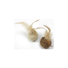 CAT ROPE BALL W/FEATHER 4,2C