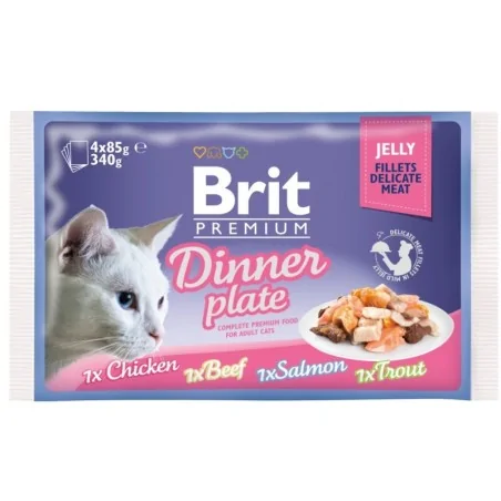 Brit Premium Chat Filets Délicats en Gelée Dinner Plate 400 g (4x85 g