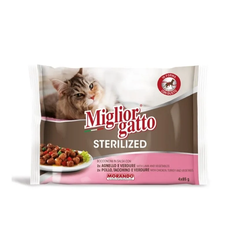 Miglior gatto Stérilisé petites bouchées en sauce 4 * 85 gr (2 Agneau , 2 Poulet) - 1