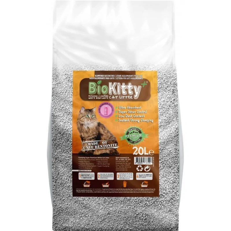 BioKitty Litière Agglomérante Compacte Baby Powder 20L BioKitty - 1