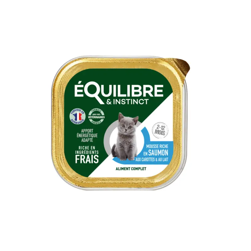 Mousses riches en saumon & aux carottes & LAIT pour chaton 85gr Equilibre & Instinct - 1