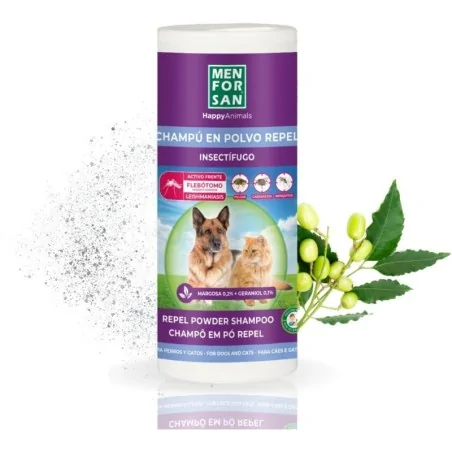 Shampoing Sec en Poudre Menforsan Anti-Insectes pour Chien et Chat 250G