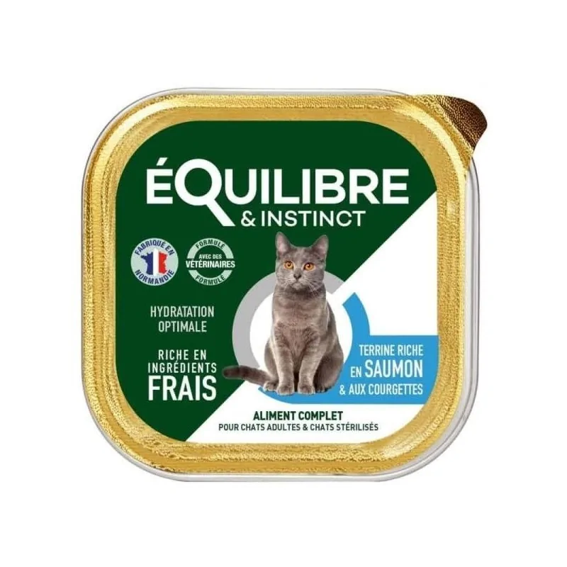 Pâtée riche en saumon & aux courgettes chat stérilisé et adulte 85gr Equilibre & Instinct - 1