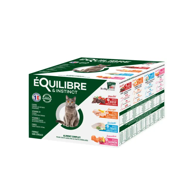 Multipack sachets 4 saveurs pour chat stérilisé Equilibre & Instinct - 1