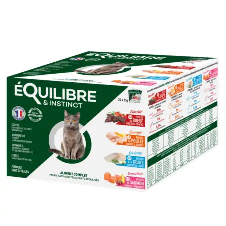 Multipack sachets 4 saveurs pour chat stérilisé Equilibre & Instinct - 1