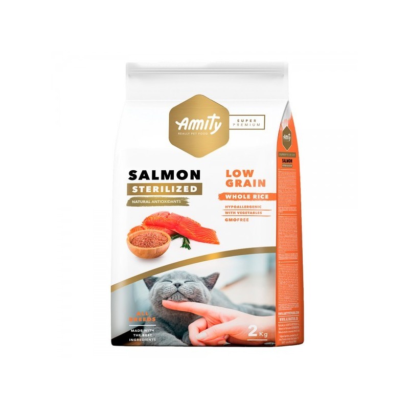 Amity Super Premium Low Grain Saumon Adulte Chat Stérilisé 2Kg