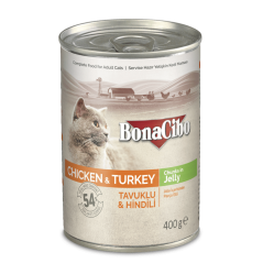 Bonacibo Chat Adulte Poulet & Dinde - Morceaux en Gelée 400 g Bunacibo - 1