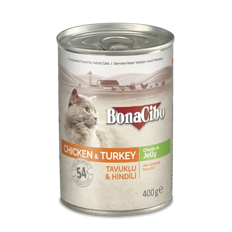 Bonacibo Chat Adulte Poulet & Dinde - Morceaux en Gelée 400 g Bunacibo - 1