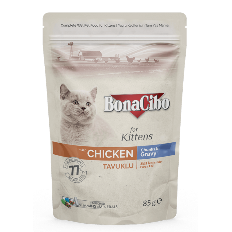 Bonacibo Kitten Chicken - Morceaux en sauce Sachet 85 g