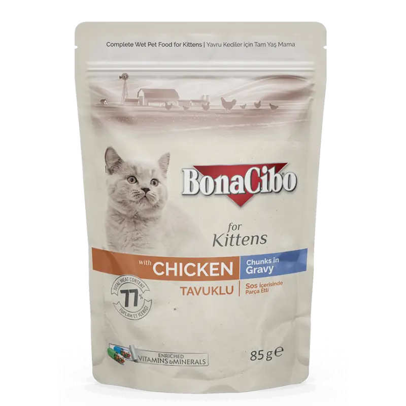 Bonacibo Kitten Chicken - Morceaux en sauce Sachet 85 g Bunacibo - 1