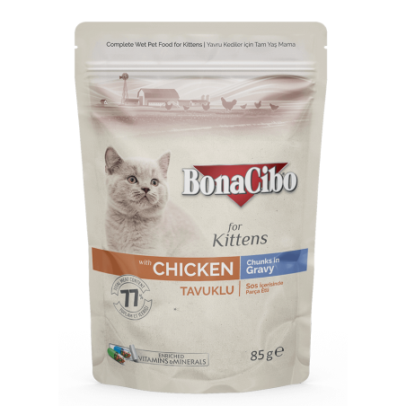 Bonacibo Kitten Chicken - Morceaux en sauce Sachet 85 g