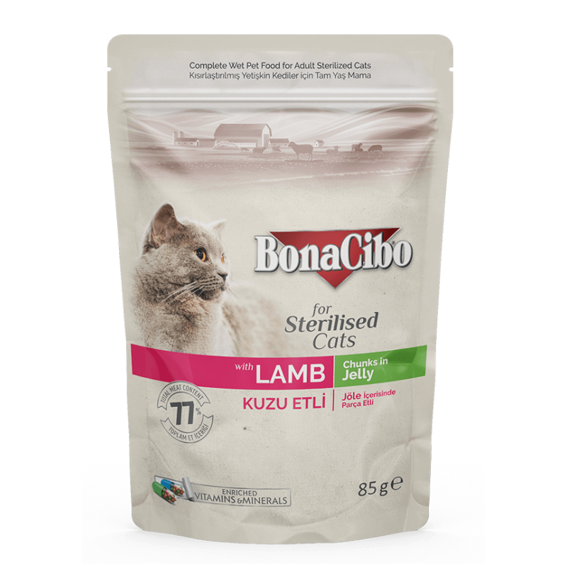 Bonacibo Agneau - Morceaux en sauce pour Chats Stérilisés 85 g