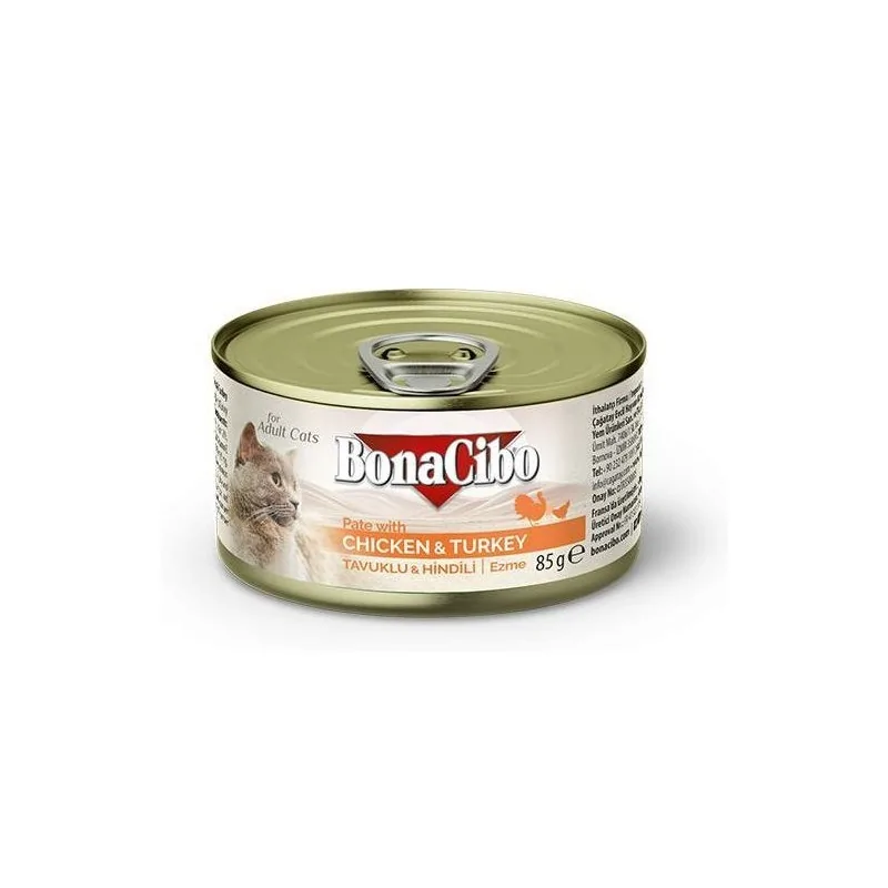 BonaCibo Adult Pâté de de poulet et de dinde pour chats 85g Bunacibo - 1