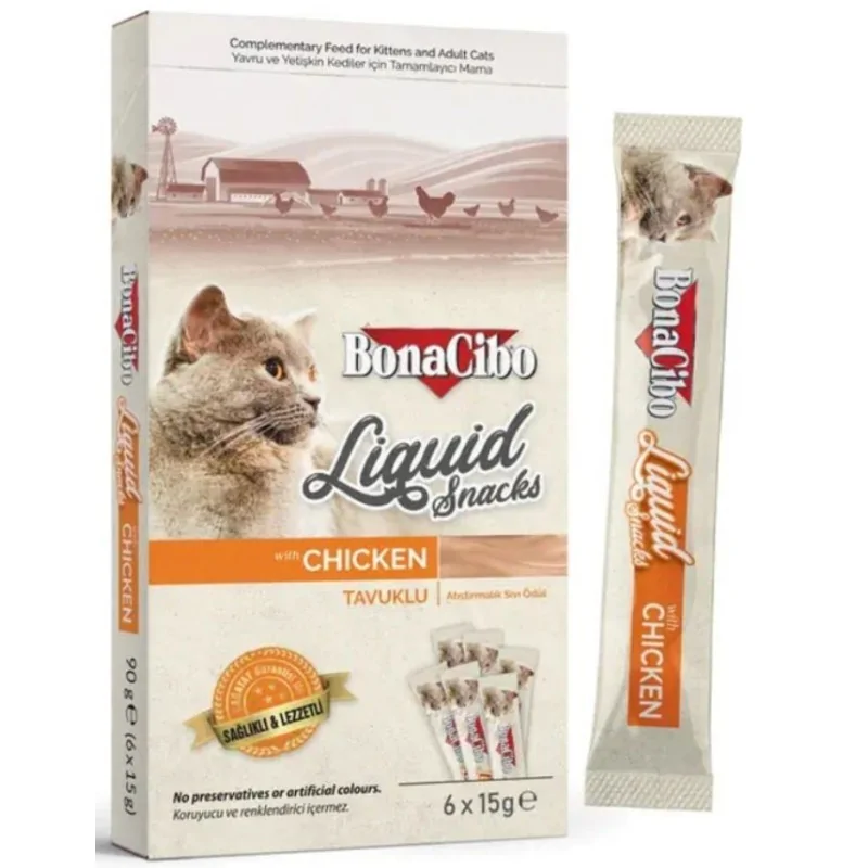 BonaCibo Snacks liquide pour chats au poulet 6x15 g Bunacibo - 1