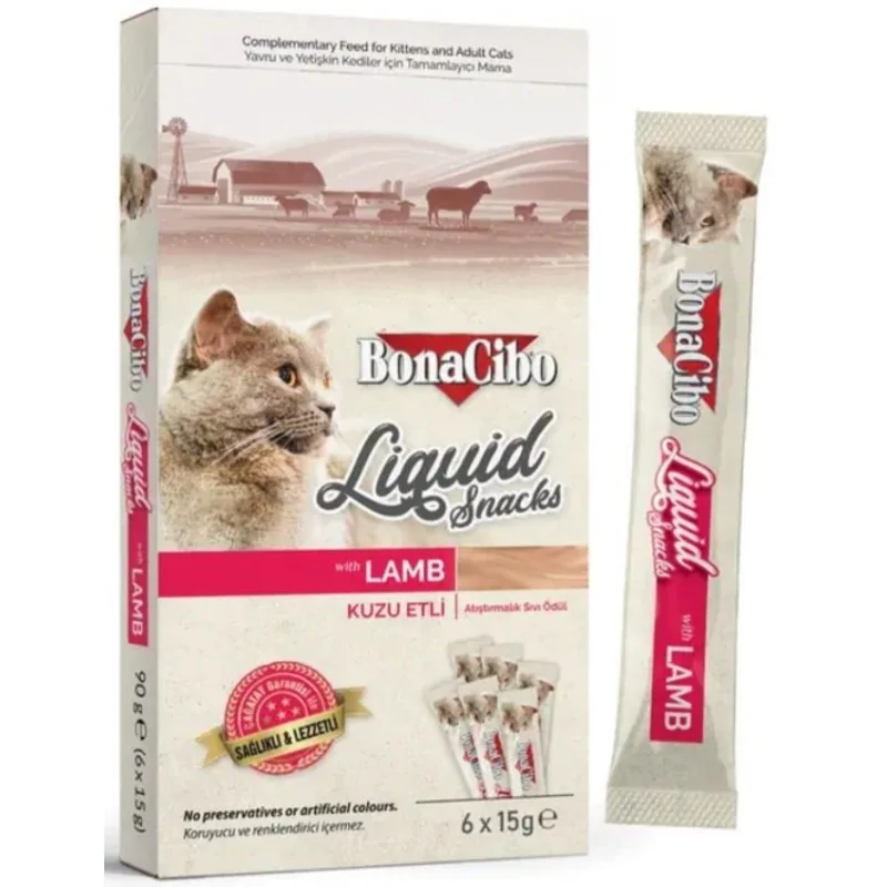 BonaCibo Snacks liquide pour chats à l'agneau 6x15 g Bunacibo - 1