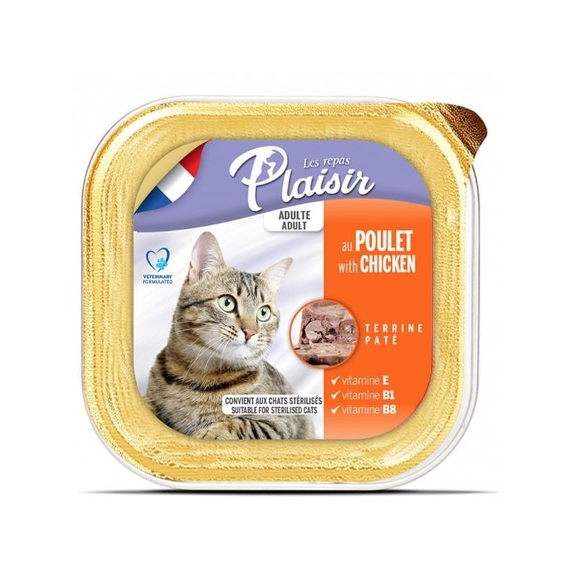 Pack 4 + 1 Barquettes Plaisir Chat Adult au Poulet 100gr