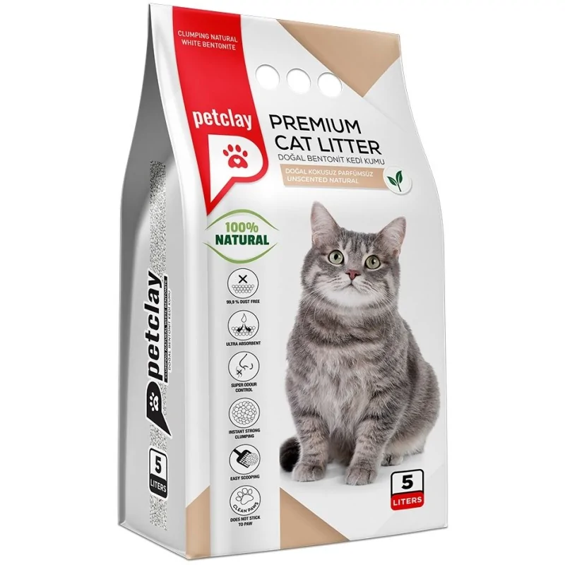 Litières Agglomérantes-Petclay Clumping Cat Litter - Naturelle 5L-Tunisie