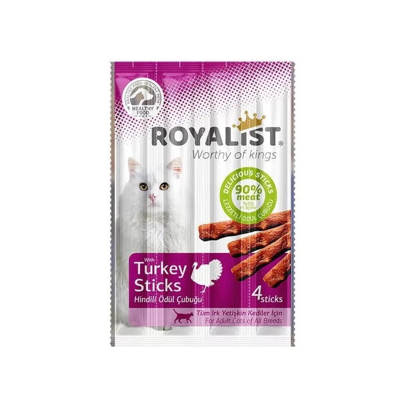 Friandises Chat-Royalist Bâtonnets tendres pour chats – Saveur dinde – 4 x 5g-Tunisie