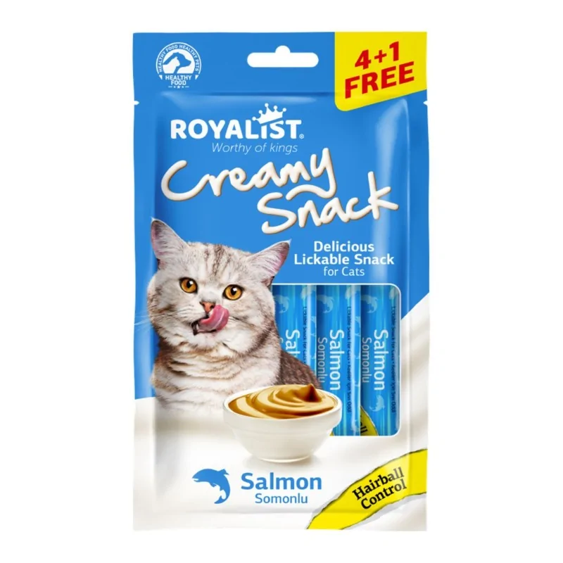 Friandises Chat-Royalist Friandises crémeuses pour chats – Saveur Saumon Hairball control – 5 x 15g-Tunisie