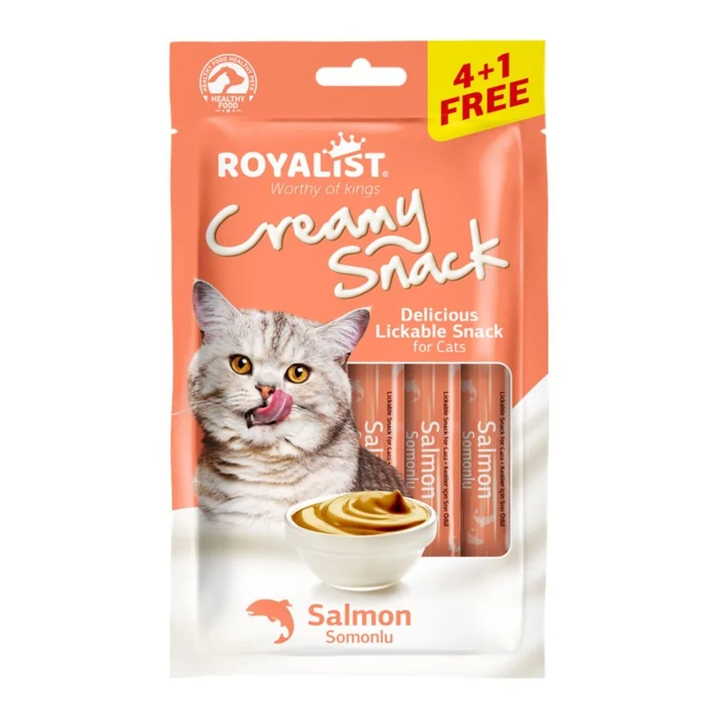 Friandises Chat-Royalist Friandises crémeuses pour chats – Saveur saumon – 5 x 15g-Tunisie