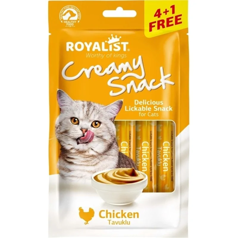 Friandises Chat-Royalist Friandises crémeuses pour chats – Saveur poulet – 5 x 15g-Tunisie