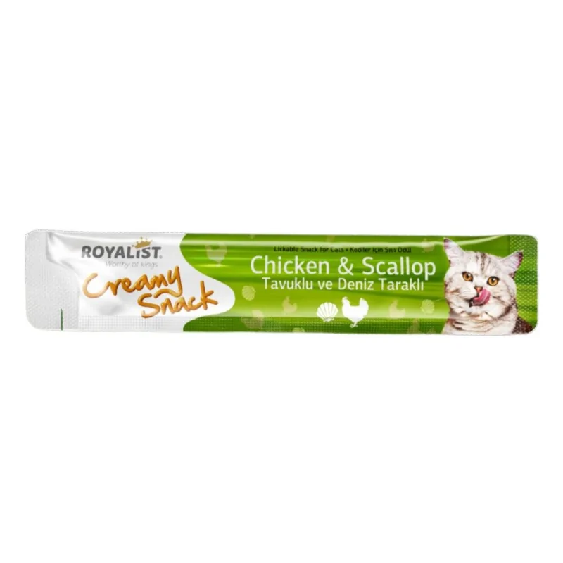 Friandises Chat-Royalist Friandises crémeuses pour chats – Saveur poulet et coquille Saint-Jacques – 15g-Tunisie