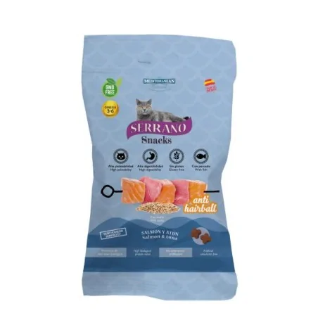 Friandises Chat-Serrano Snacks pour chats – Anti-Boules de Poils au Saumon et Thon, 50g-Tunisie