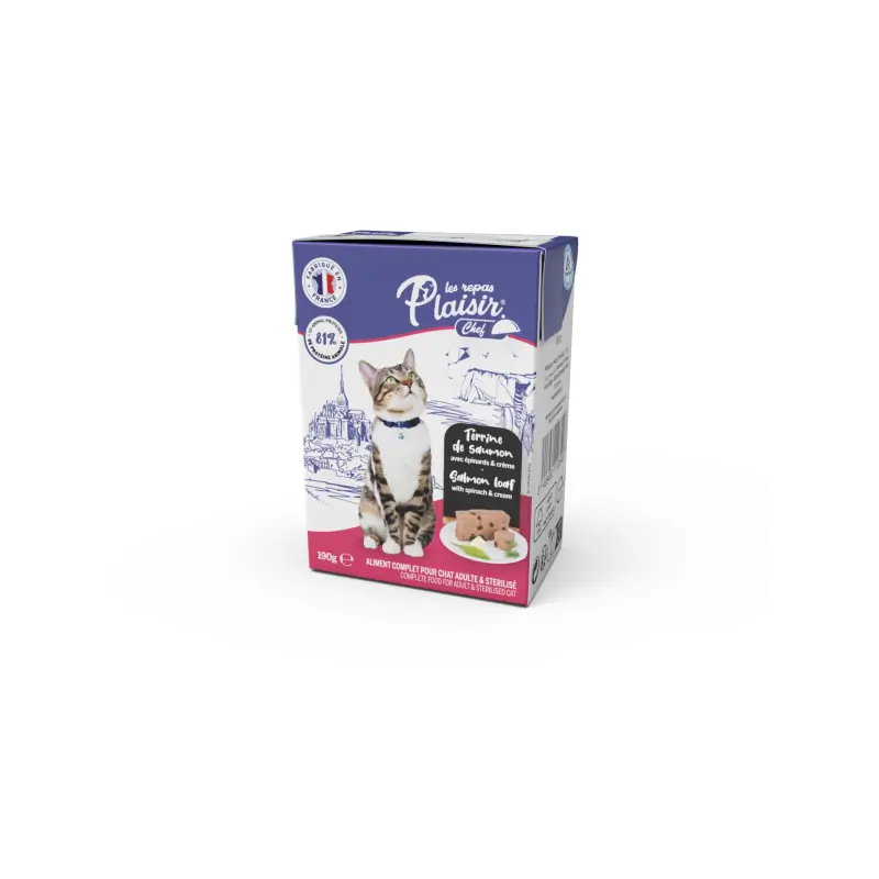 Humides Chat-Plaisir Chef Terrine pour Chat - Saumon, Épinards & Crème - 190g-Tunisie