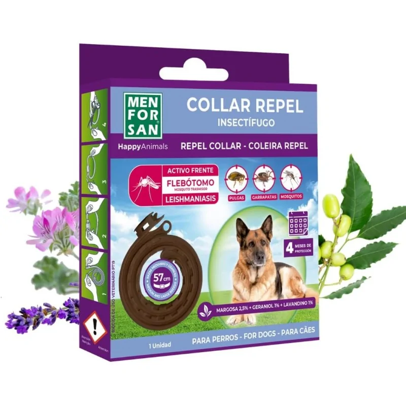 Collier & pipettes Anti Puce Chien-Collier Répulsif Antiparasitaire pour Chiens (57 cm)-Tunisie