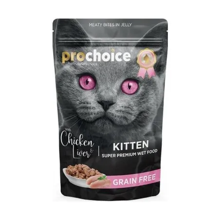 Humides Chat-ProChoice Pochon Sans Céréales pour Chaton - Poulet et Foie 85 g-Tunisie