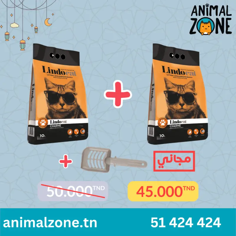 Pack-2 Litières Lindocat Charme Ambre Oriental 10L + Pelle Gratuite-Tunisie