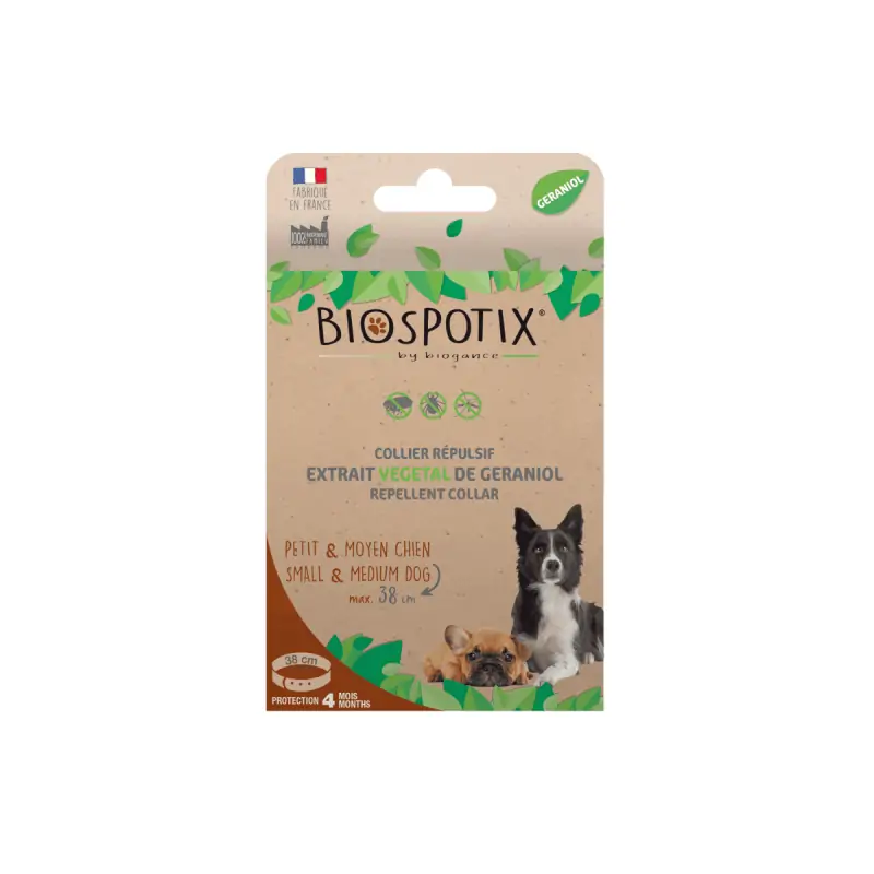 Collier & pipettes Anti Puce Chien-Collier Répulsif Naturel BIOSPOTIX pour Chiots et Petits Chiens – Taille S/M-Tunisie