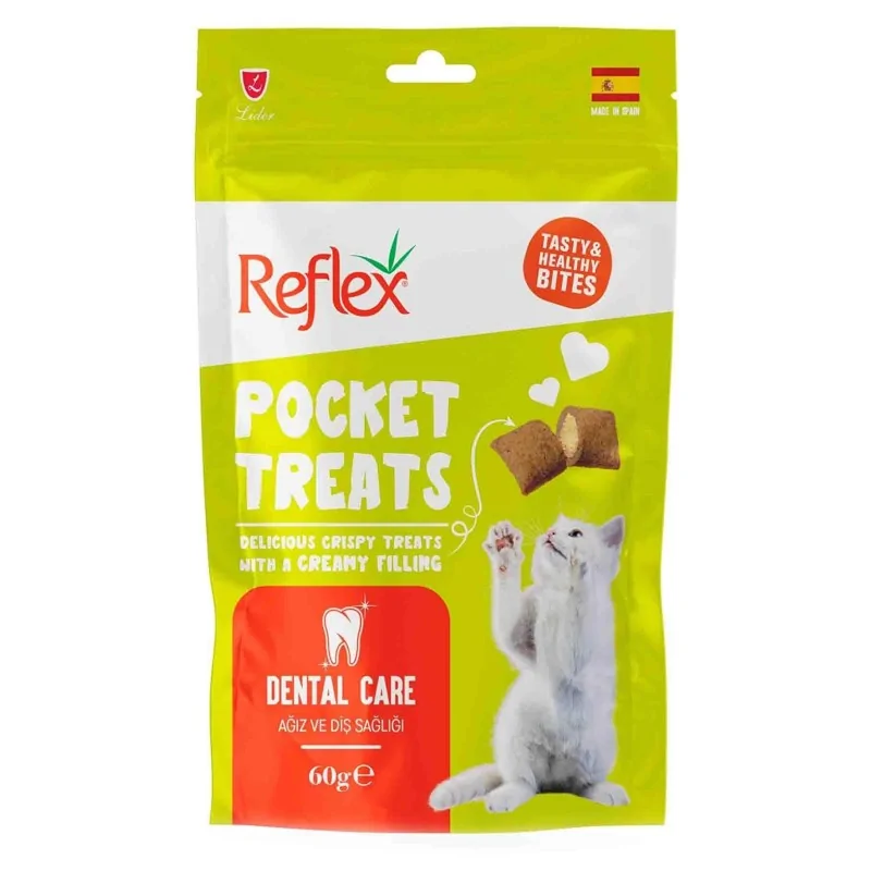 Friandises Chat-Reflex Friandises Fourrées Santé Buccale pour Chat Adulte - 60g-Tunisie