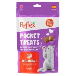 Reflex Friandises Fourrées Anti-Boules de Poils pour Chat Adulte - 60g