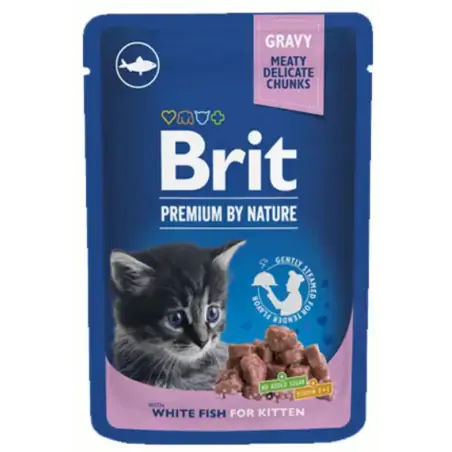 Humides Chat-Pochons Brit Premium au Poisson Blanc pour Chaton 100g-Tunisie