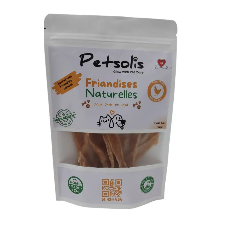 Friandises Chien-PETSOLIS Friandises 100 % Naturel Déshydratées au Poulet - 50 g-Tunisie