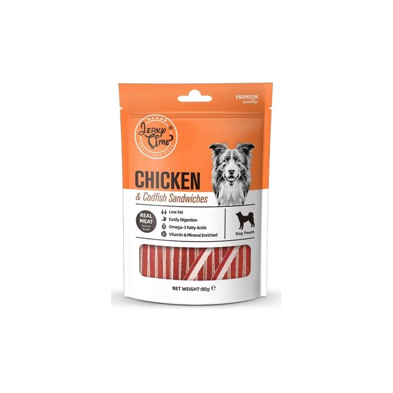Friandises Chien-Jerky Time Sandwich au Poulet et Cabillaud 90g-Tunisie