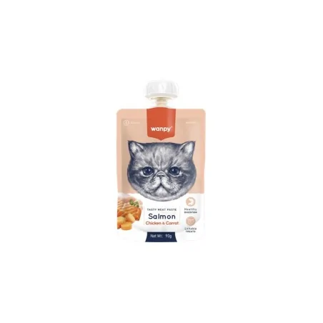 Friandises Chat-Wanpy Délicieuse Purée - Saumon, Poulet et Carottes 90g-Tunisie