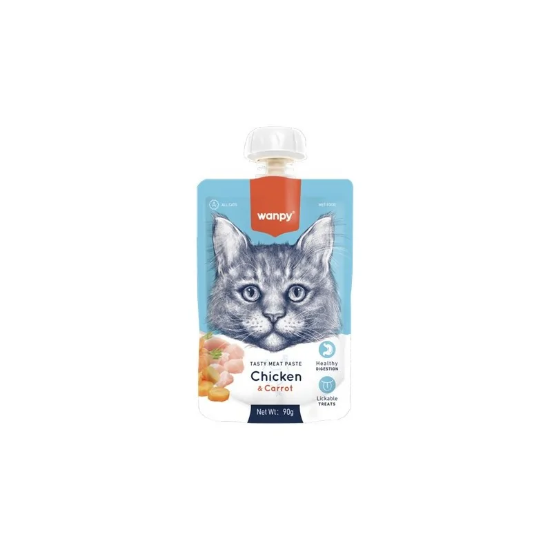 Friandises Chat-Wanpy Délicieuse Purée - Poulet et Carottes 90g-Tunisie