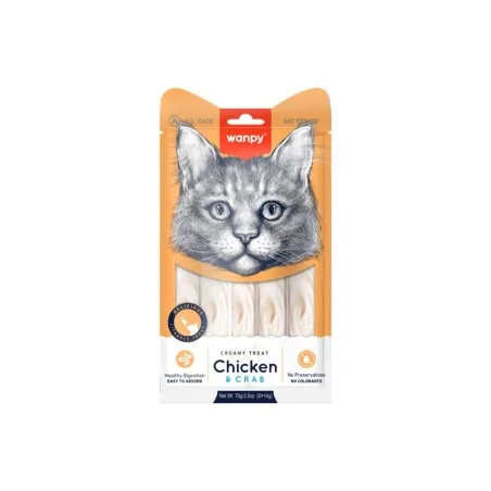Friandises Chat-Wanpy Crème - Poulet et Crabe (5*14g)-Tunisie