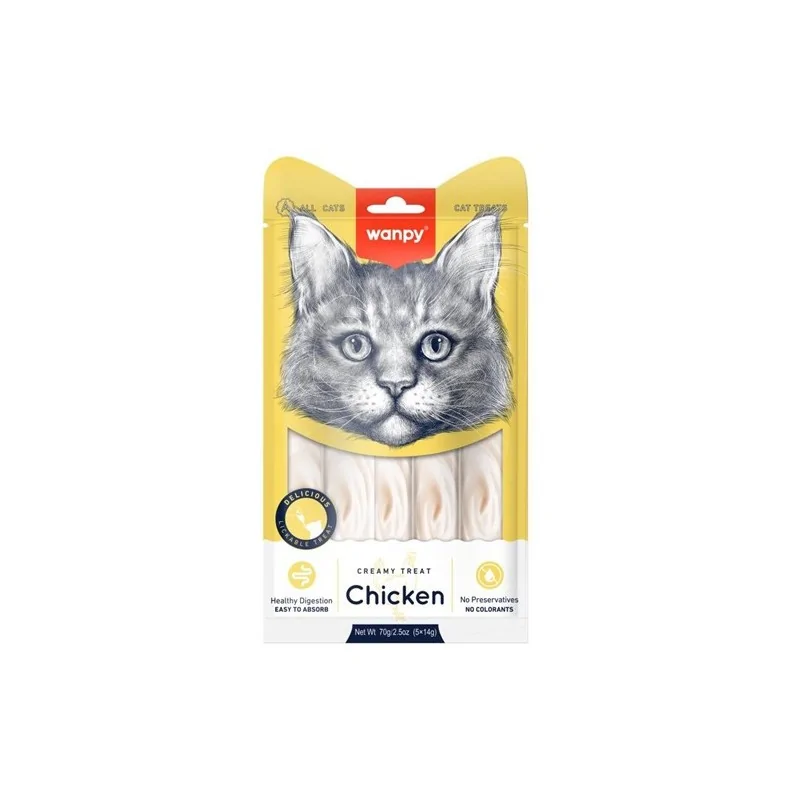 Friandises Chat-Wanpy Crème - Poulet (5*14g)-Tunisie