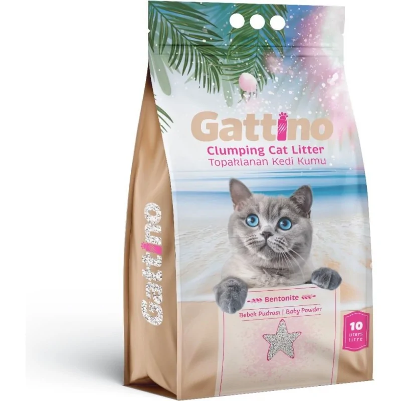 Litières Agglomérantes-Gattino – Litière Agglomérante Parfumée Baby Powder – 10 L-Tunisie