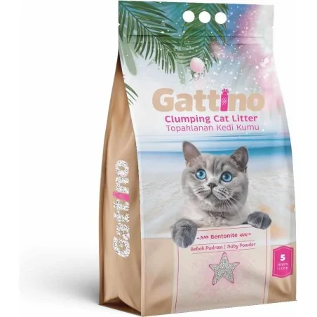 Litières Agglomérantes-Gattino – Litière Agglomérante Parfumée Baby Powder – 5 L-Tunisie