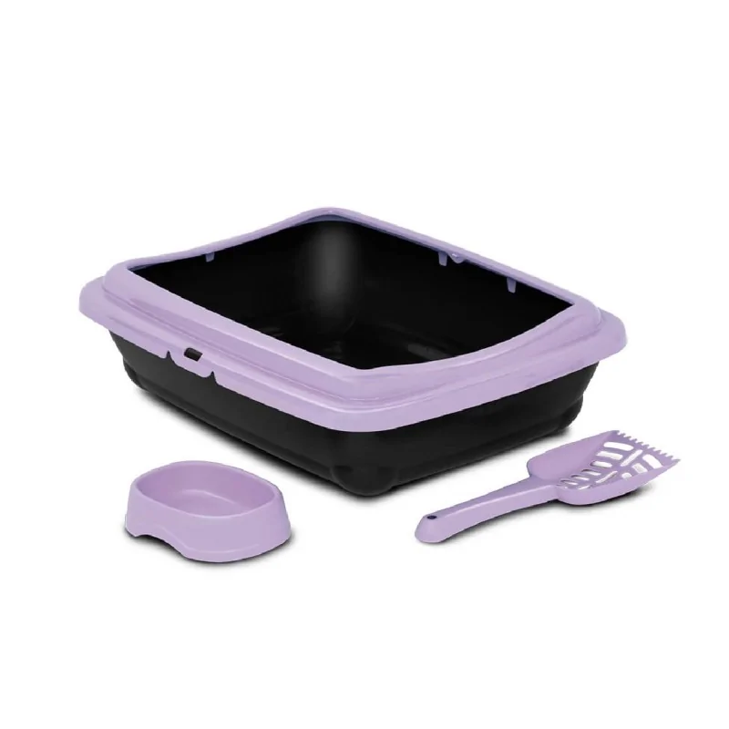 Bac à Litières-Felican BIRBA KIT – Bac à litière avec palette + gamelle – Couleur violet-Tunisie