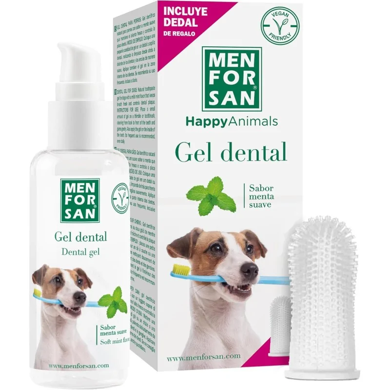 Hygiène Dentaire-Menforsan – Gel Dentaire pour Chien – 60 ml – Goût Menthe + Doigtier-Tunisie