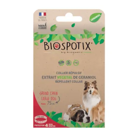Collier & pipettes Anti Puce Chien-Collier Répulsif Naturel BIOSPOTIX pour GRAND CHIEN– Taille L/XL-Tunisie