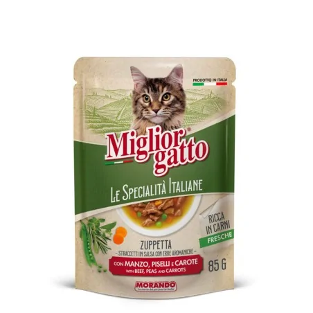 Humides Chat-Migliorgatto – Pochon Soupe pour Chat – Bœuf, Petits Pois & Carottes – 85 g-Tunisie